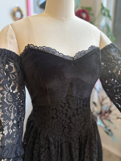 *PRE ORDER* Catherine Off-Shoulder Dress in Black Lace
