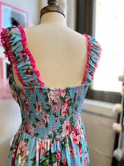 Cosette Maxi Dress in Pink Rose Print