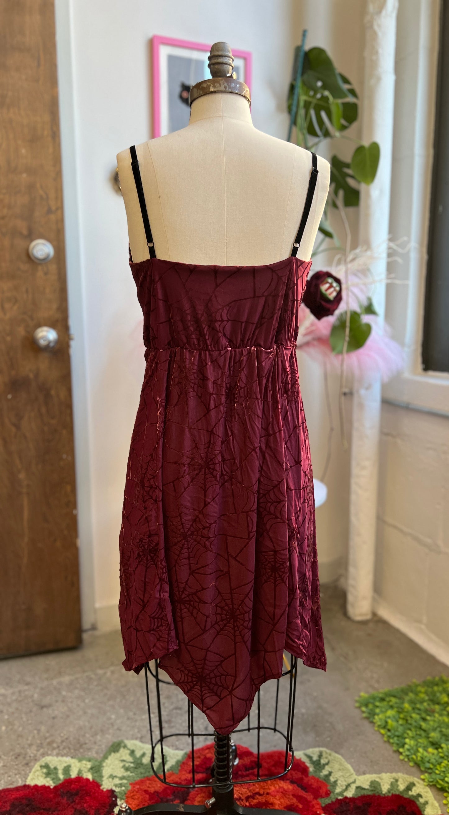 Willow Mini Dress in Burgundy Spiderweb