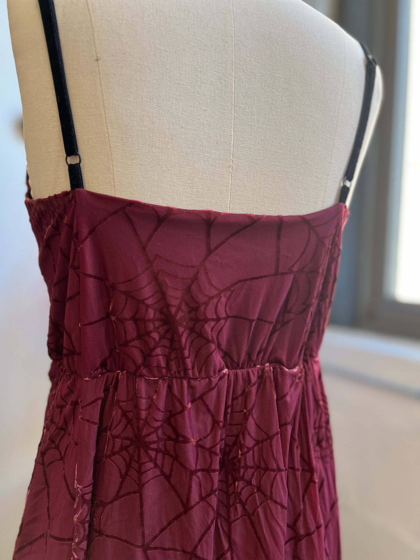 Willow Mini Dress in Burgundy Spiderweb