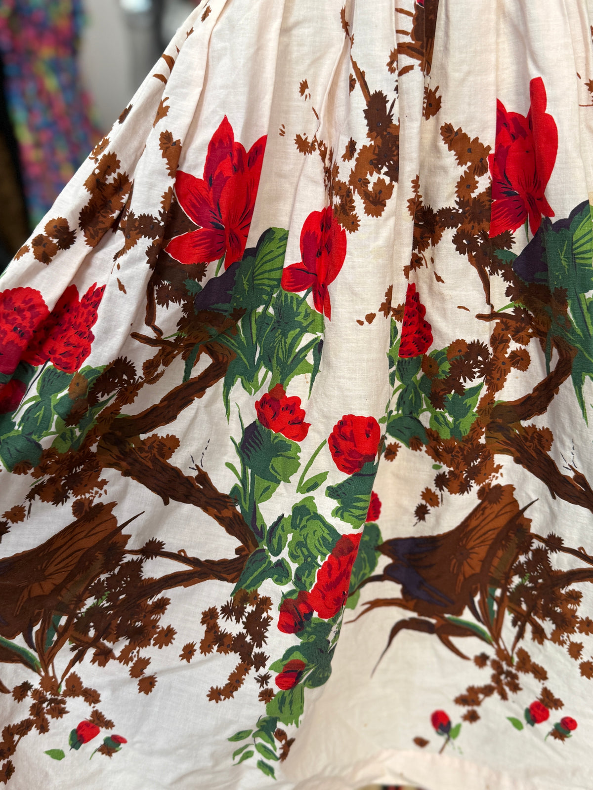 Vintage Woodsy Floral Cotton Dress S/M