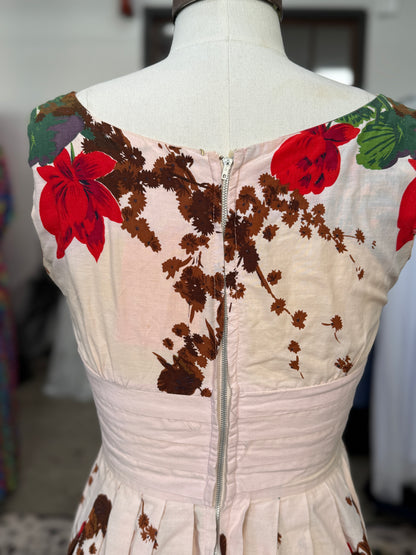 Vintage Woodsy Floral Cotton Dress S/M
