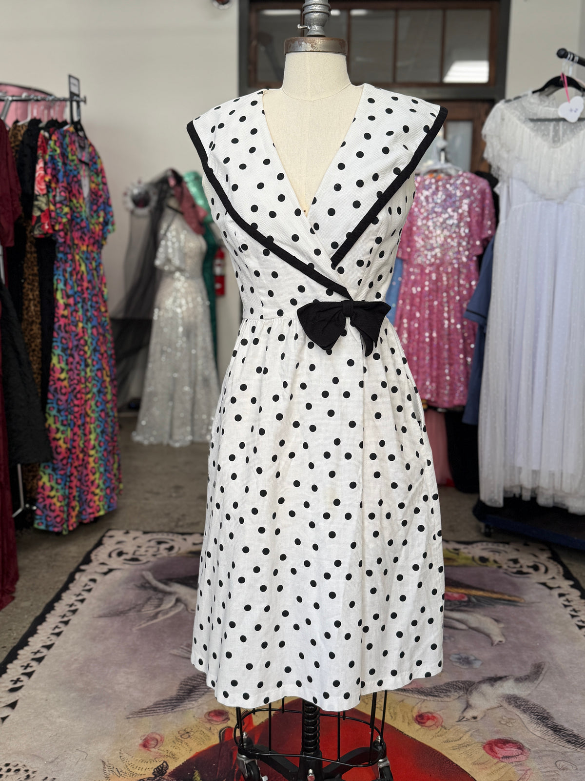 Vintage Polka Dot Sailor Dress S/M Accentuette by Lanz