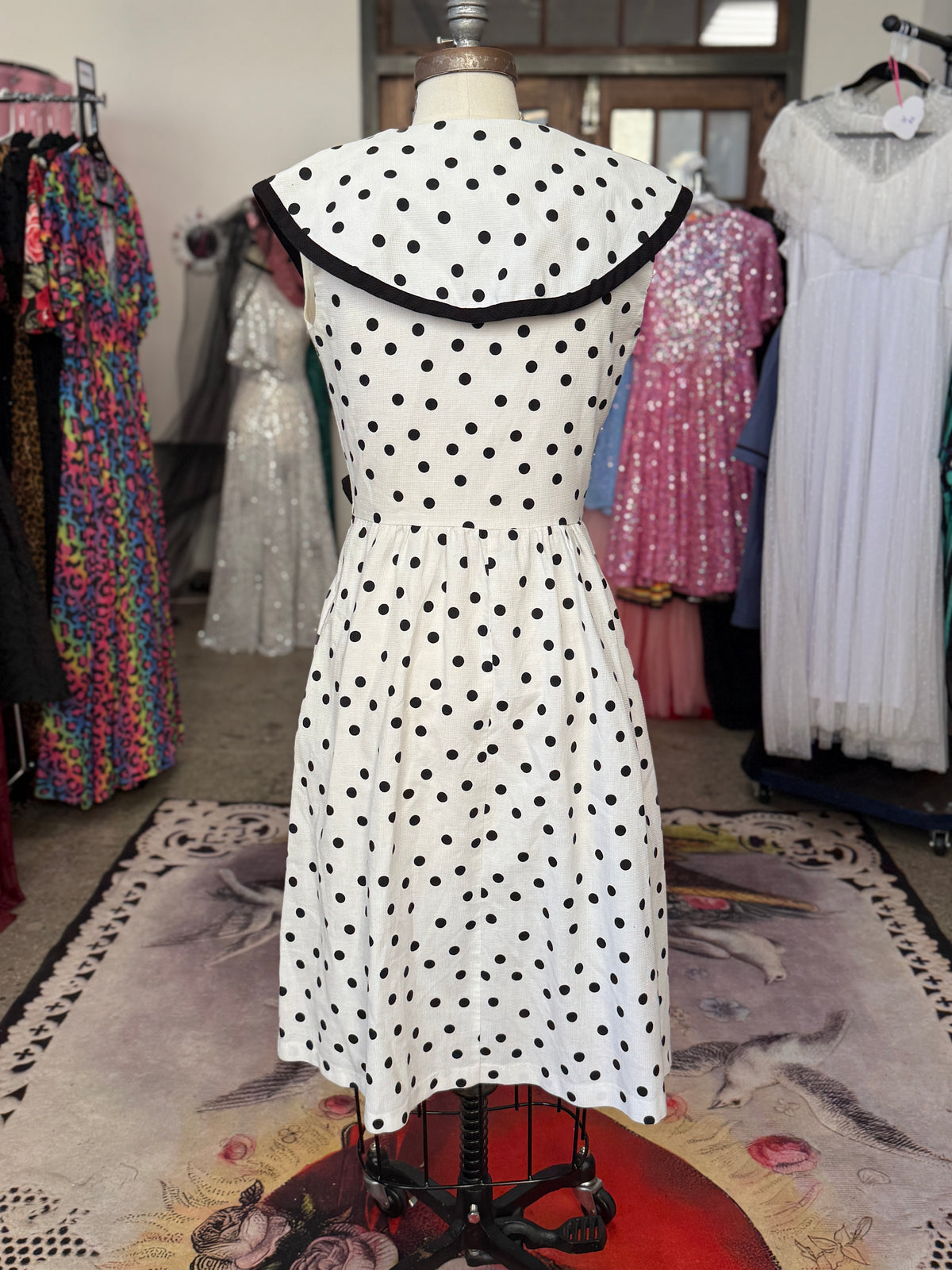 Vintage Polka Dot Sailor Dress S/M Accentuette by Lanz