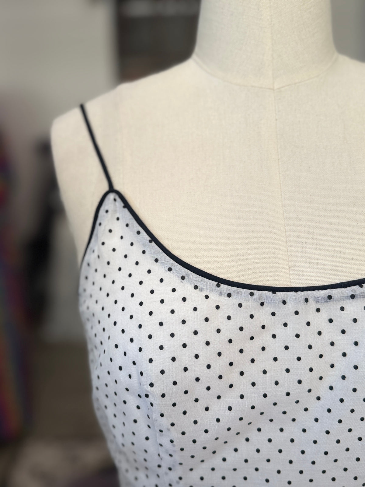 Vintage Cotton Polka Dot Tiered Dress M