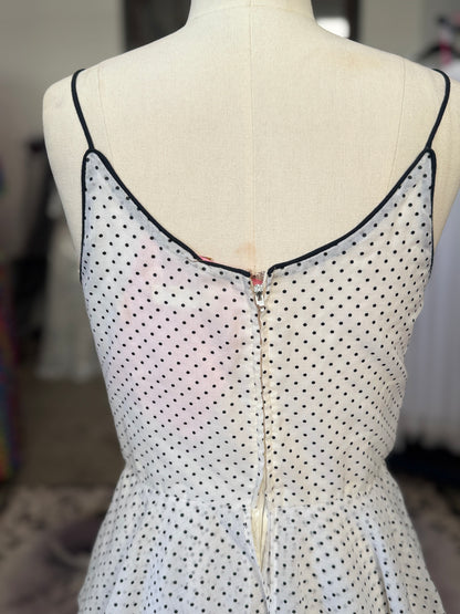 Vintage Cotton Polka Dot Tiered Dress M
