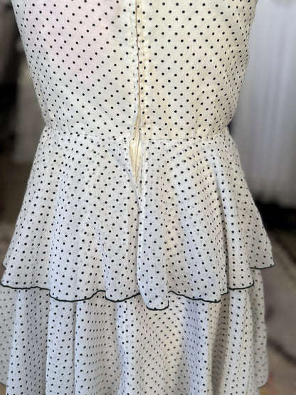 Vintage Cotton Polka Dot Tiered Dress M