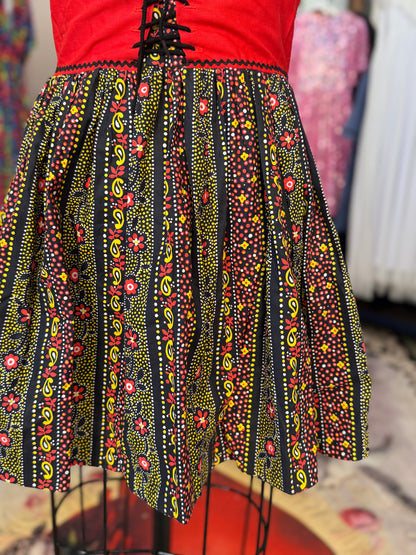 Vintage Peasant Dress with Lace Front S/M