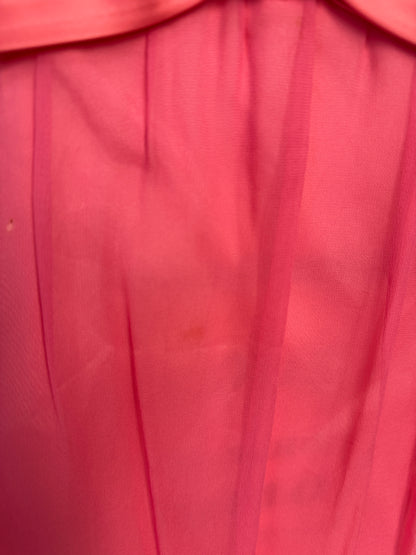 Vintage Pink Bow 60's Chiffon Dress S/M