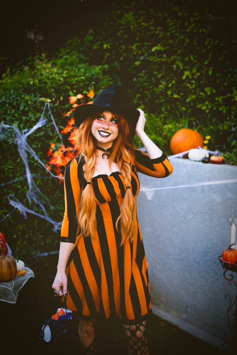 *PRE ORDER* Wednesday Dress in Pumpkin Spice Stripe