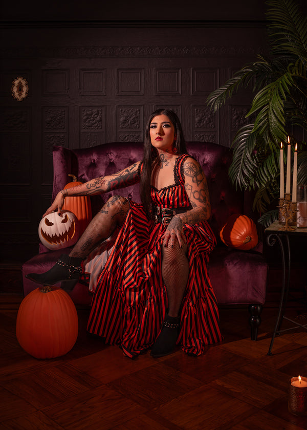 Cosette Maxi Dress in Halloween Stripe