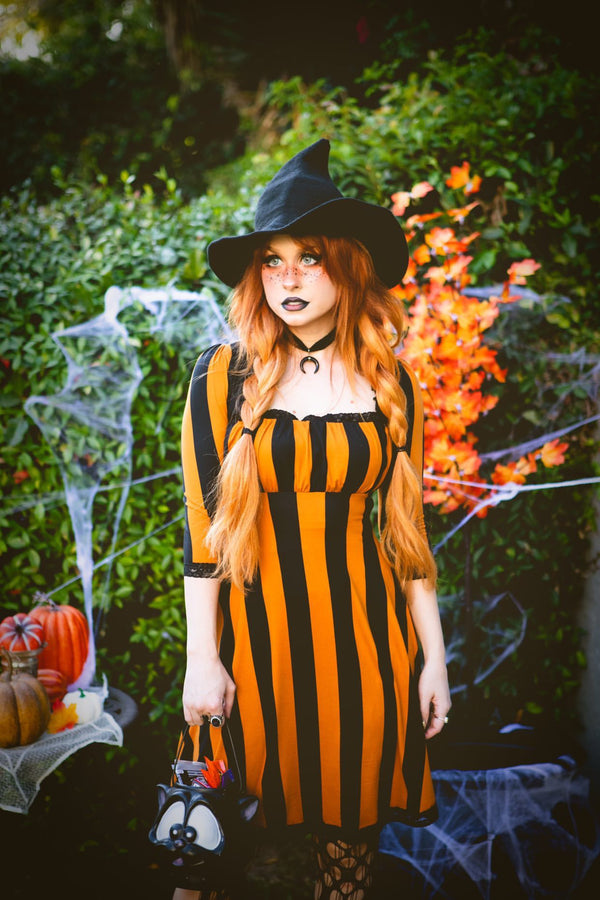 *PRE ORDER* Wednesday Dress in Pumpkin Spice Stripe