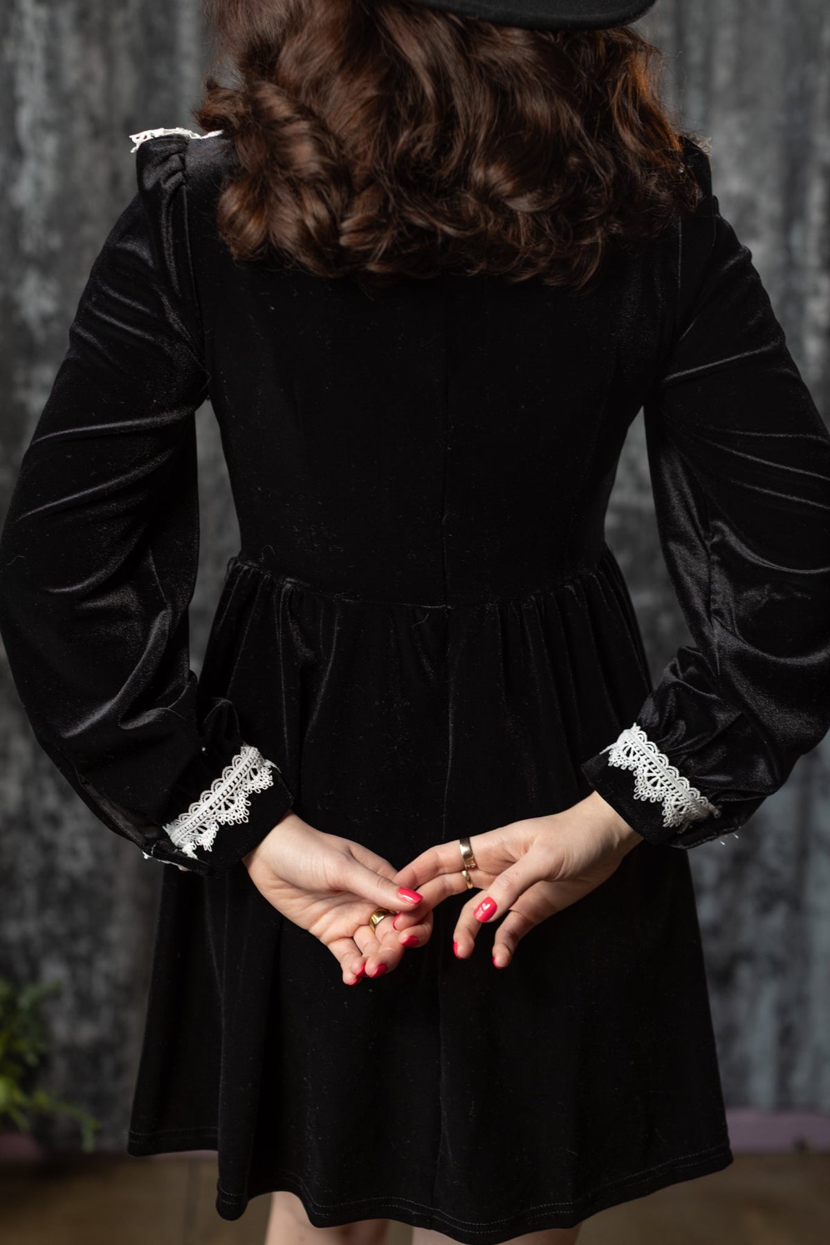 ELORA - Velvet mini dress with collar - by Witchwood Bags