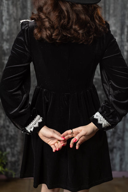 ELORA - Velvet mini dress with collar - by Witchwood Bags