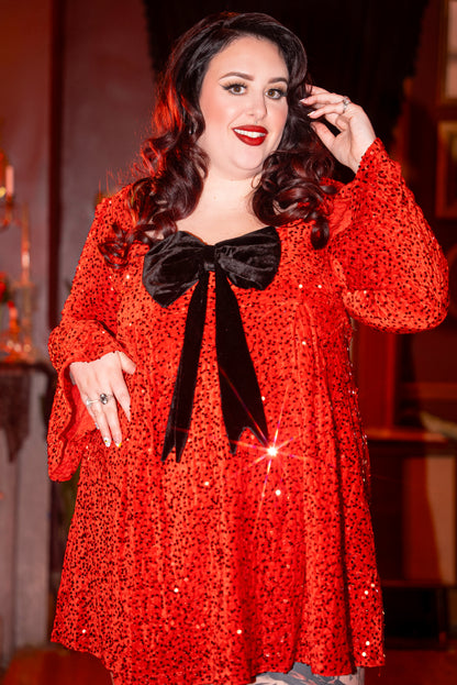 red velvet dress plus size Priscilla 60's Mini Dress in Red Sequin Velvet