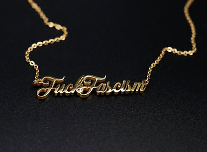 F*ck Fascism Necklace by Topple and Burn