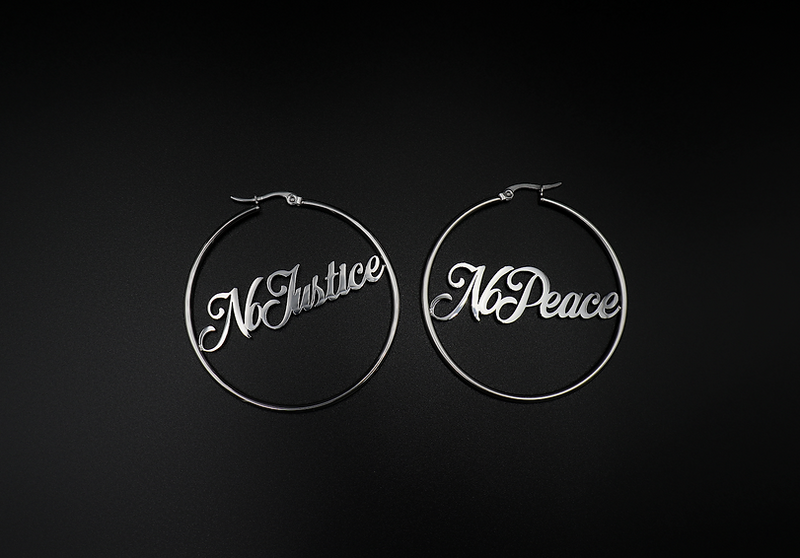 No Justice No Peace Hoops by Topple and Burn