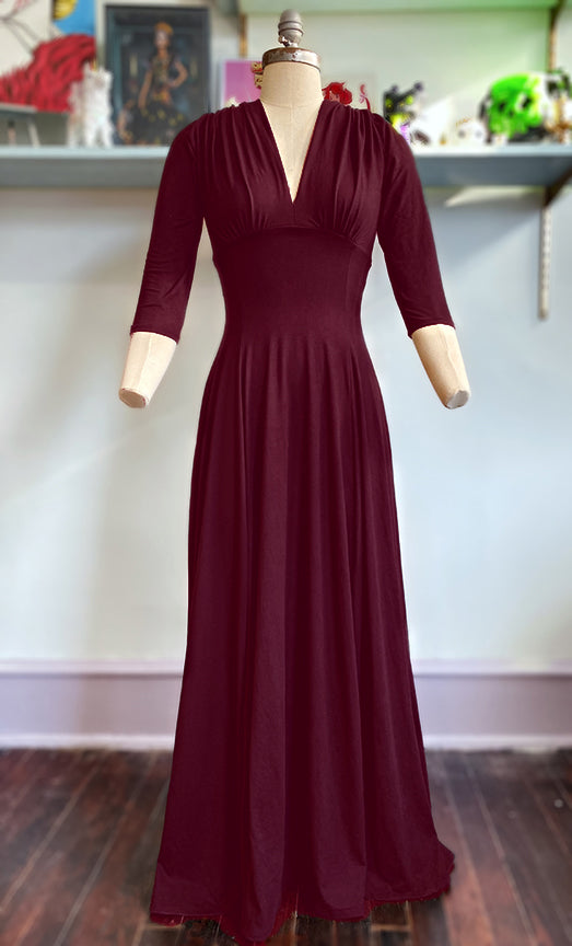 Raquel 3/4 Sleeve Cabernet Maxi dress