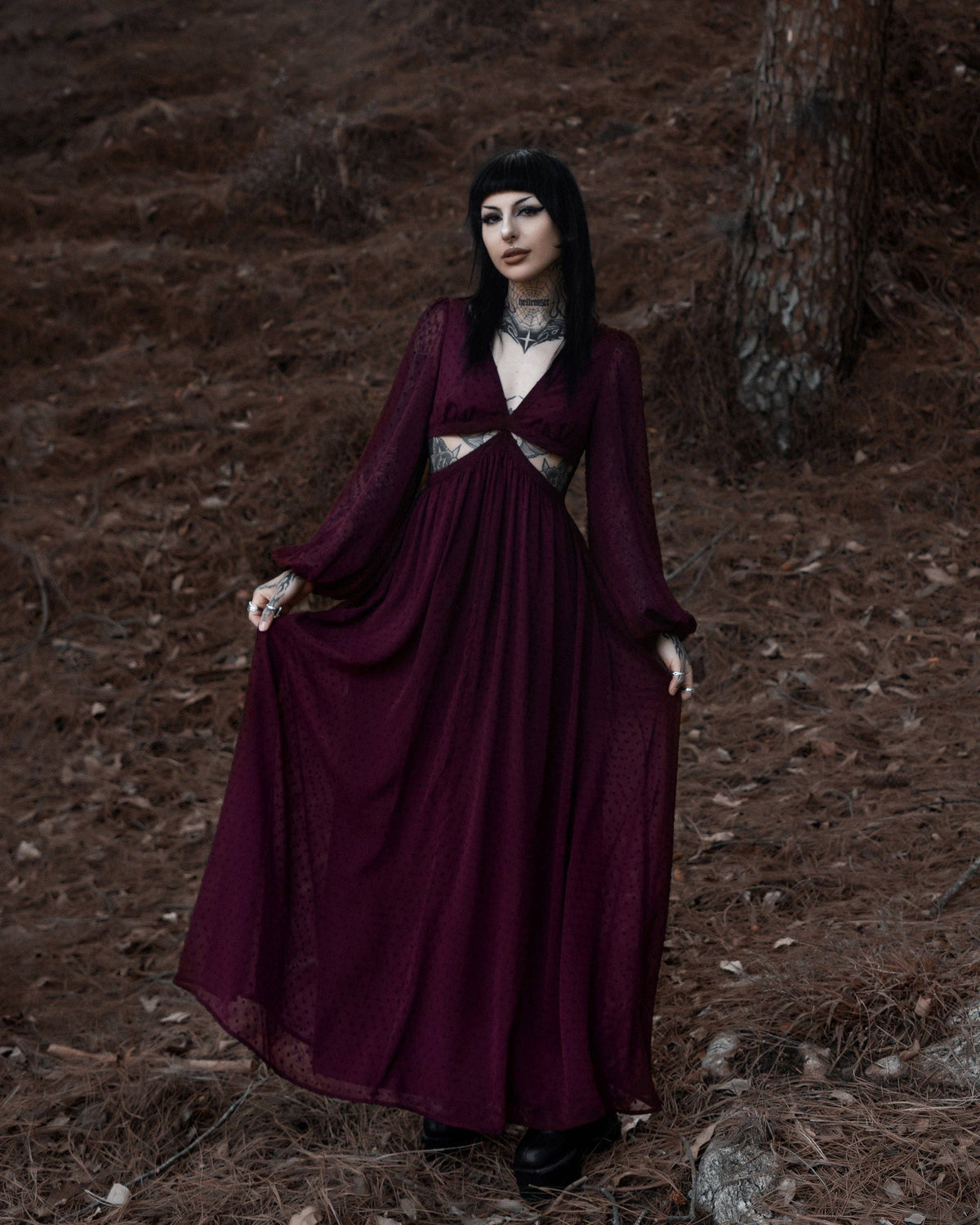 Eclipse Dress in Burgundy by Lively Ghosts