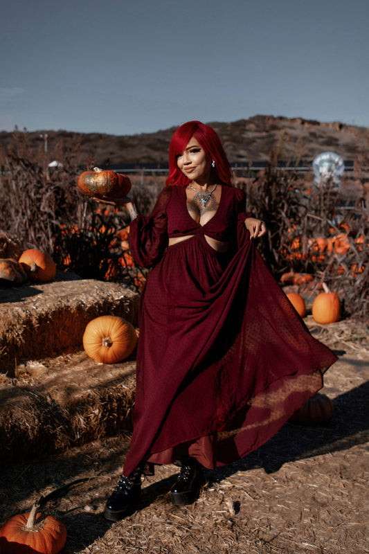 Eclipse Dress in Burgundy by Lively Ghosts