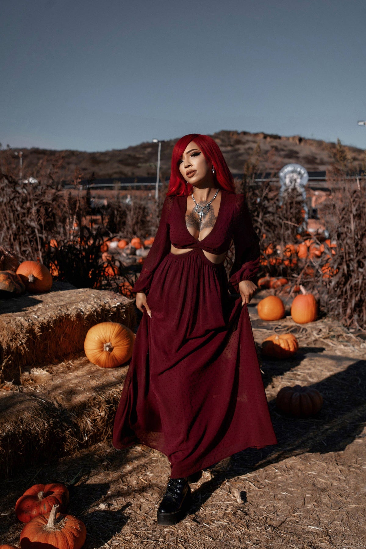 Eclipse Dress in Burgundy by Lively Ghosts