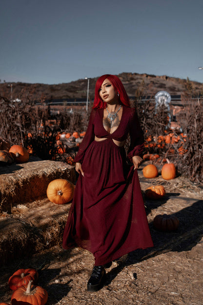 Eclipse Dress in Burgundy by Lively Ghosts