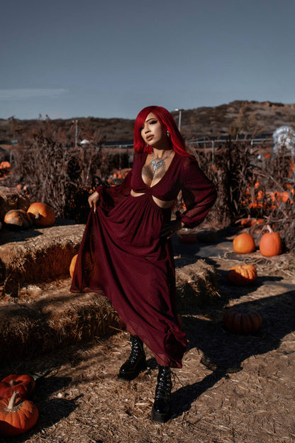 Eclipse Dress in Burgundy by Lively Ghosts