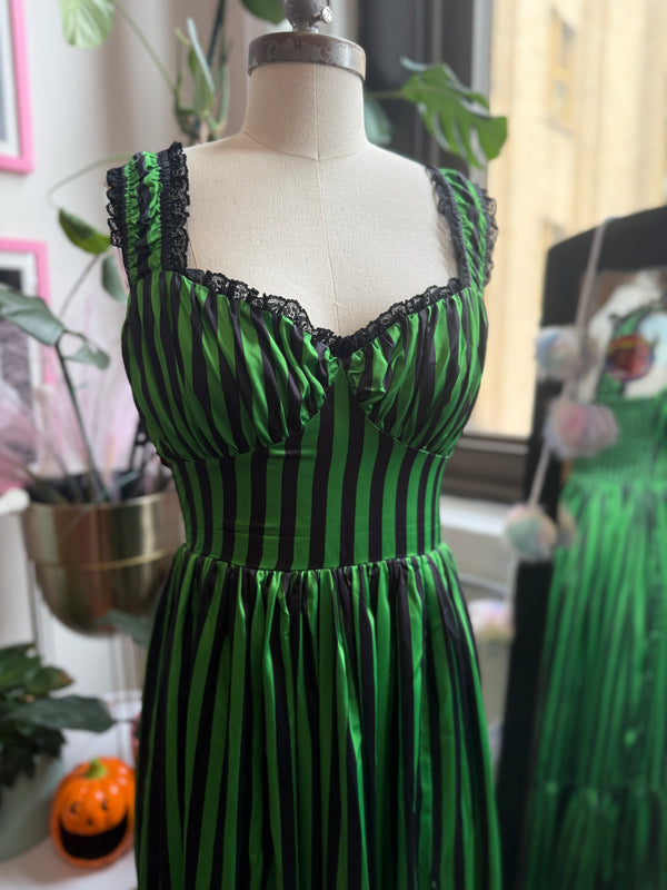 *PRE ORDER* Cosette Maxi Dress in Horror Green Stripe