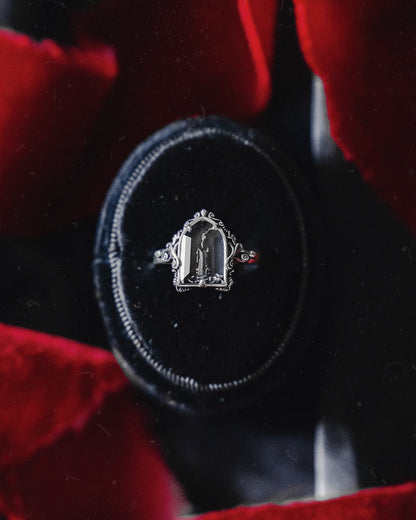 The "Mourning Candle” Glass Casket Ring by Petals and Poison