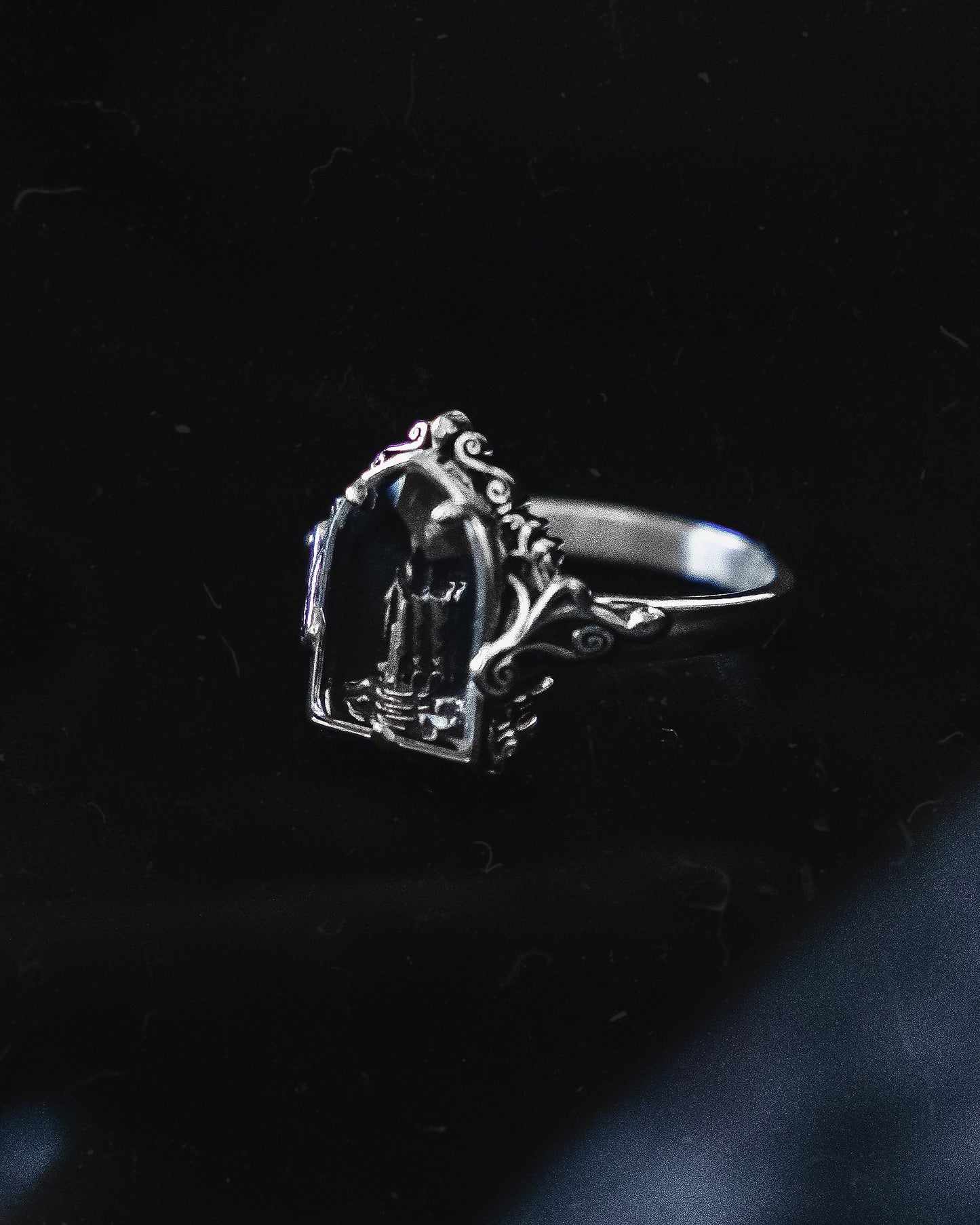 The "Mourning Candle” Glass Casket Ring by Petals and Poison