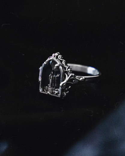 The "Mourning Candle” Glass Casket Ring by Petals and Poison
