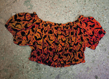 *PRE ORDER* QUEEN OF HALLOWEEN CROPPED MESH CUTIE PIE TOP