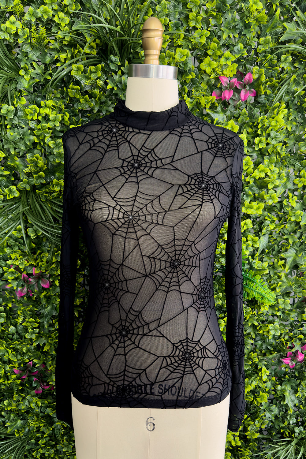 The Oblong Box Shop Glamour-Web Sheer Spiderweb Top with Rhinestones - RESTOCKED!