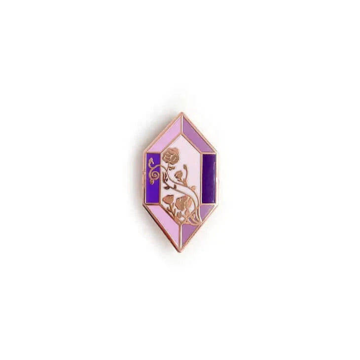Floral Amethyst Crystal Enamel Pin by Kitty With A Cupcake