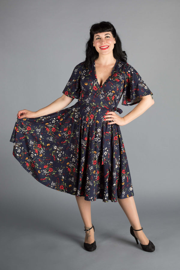 Aurora Dress in Edelweiss Print *pre order* - Wax Poetic Clothing