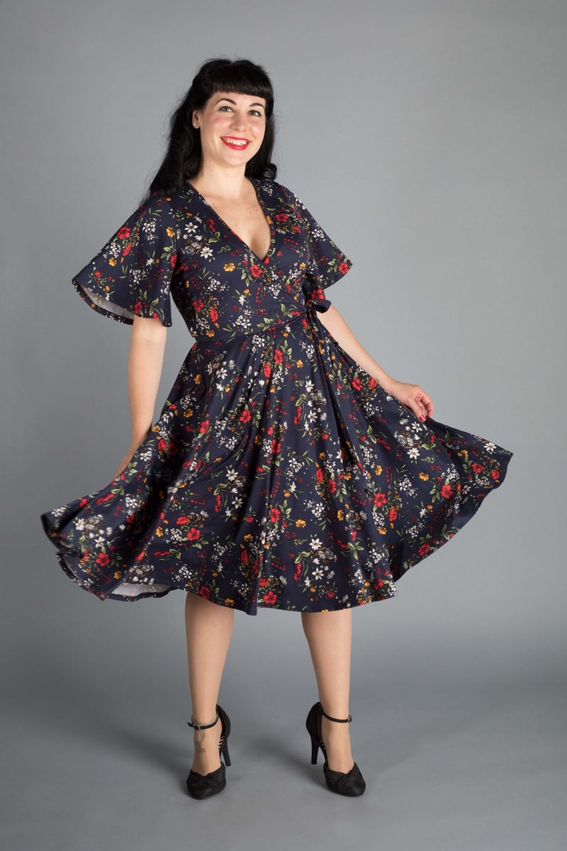 Aurora Dress in Edelweiss Print *pre order* - Wax Poetic Clothing