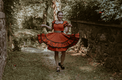 WAX POETIC Adelaide Dress in Jack O Lantern Stripes