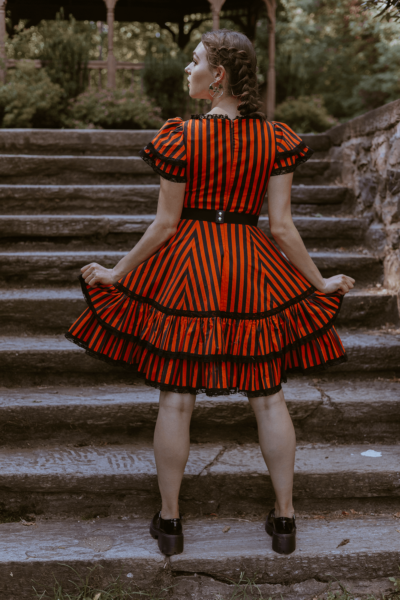 WAX POETIC Adelaide Dress in Jack O Lantern Stripes