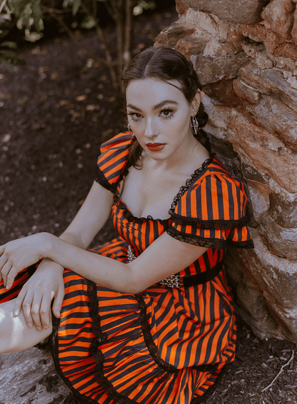 WAX POETIC Adelaide Dress in Jack O Lantern Stripes