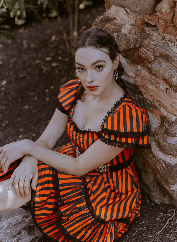 Adelaide Dress in Jack O Lantern Stripes