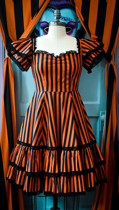 WAX POETIC Adelaide Dress in Jack O Lantern Stripes