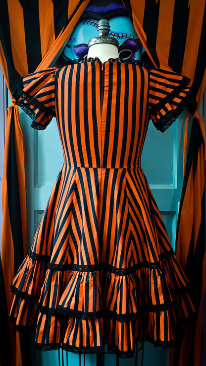 WAX POETIC Adelaide Dress in Jack O Lantern Stripes