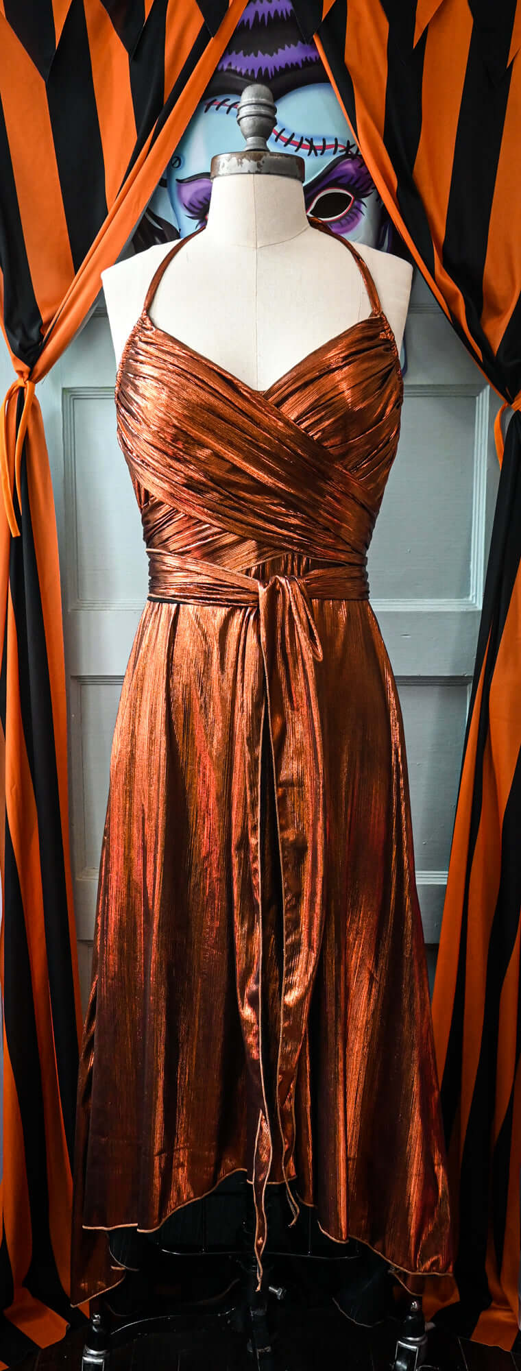 Liberty hi-lo Copper Metallic Knit dress