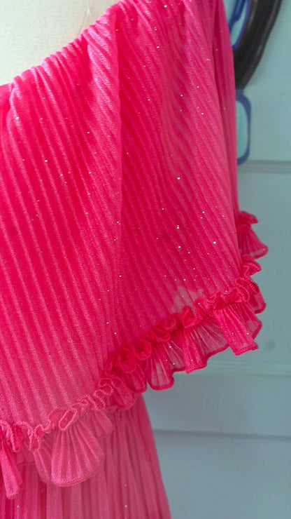 Villanelle Maxi Dress in Malibu Pink Sparkle Pleated Knit