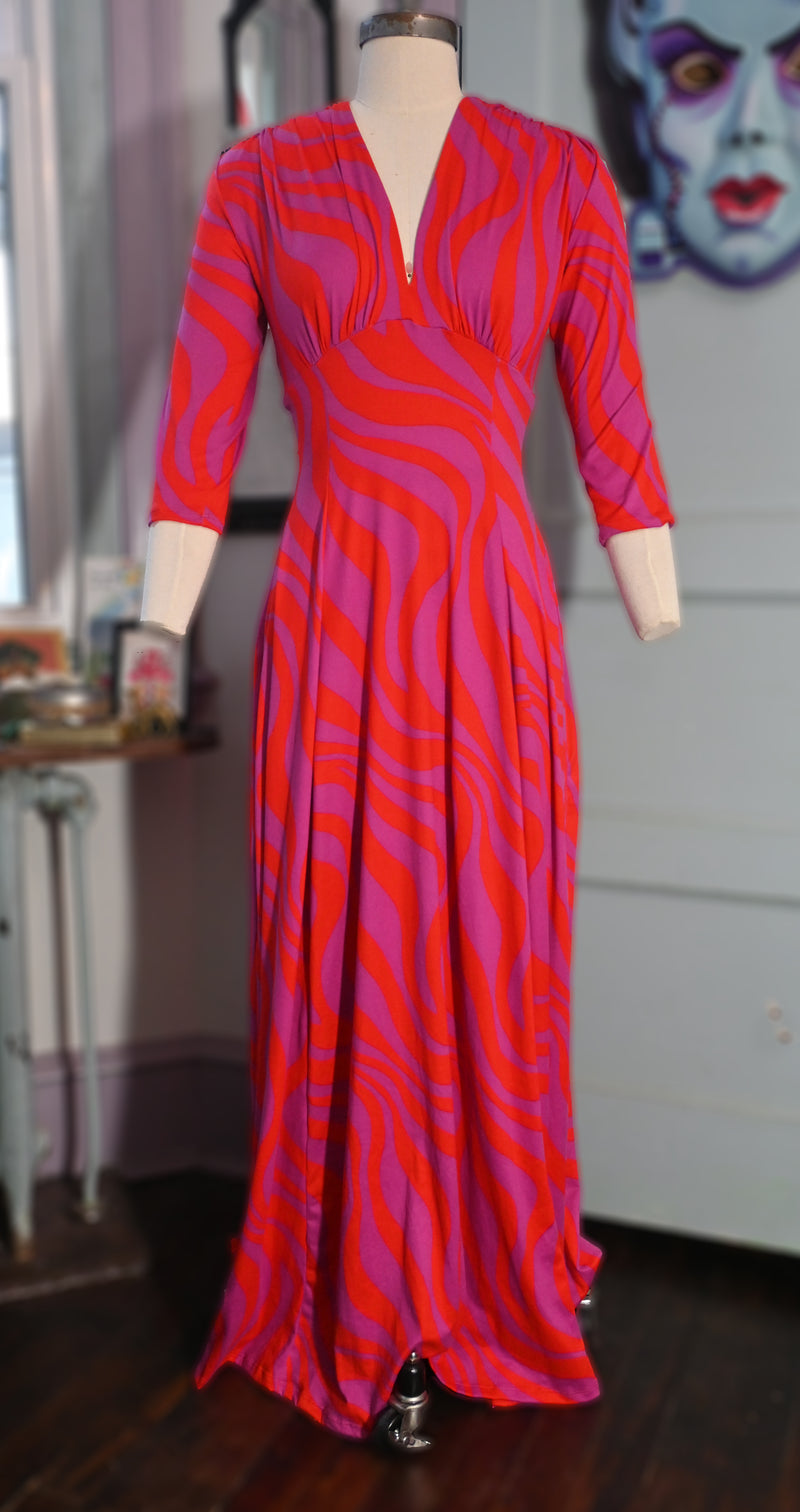 Raquel 3/4 Sleeve Paint Swirl  Maxi dress