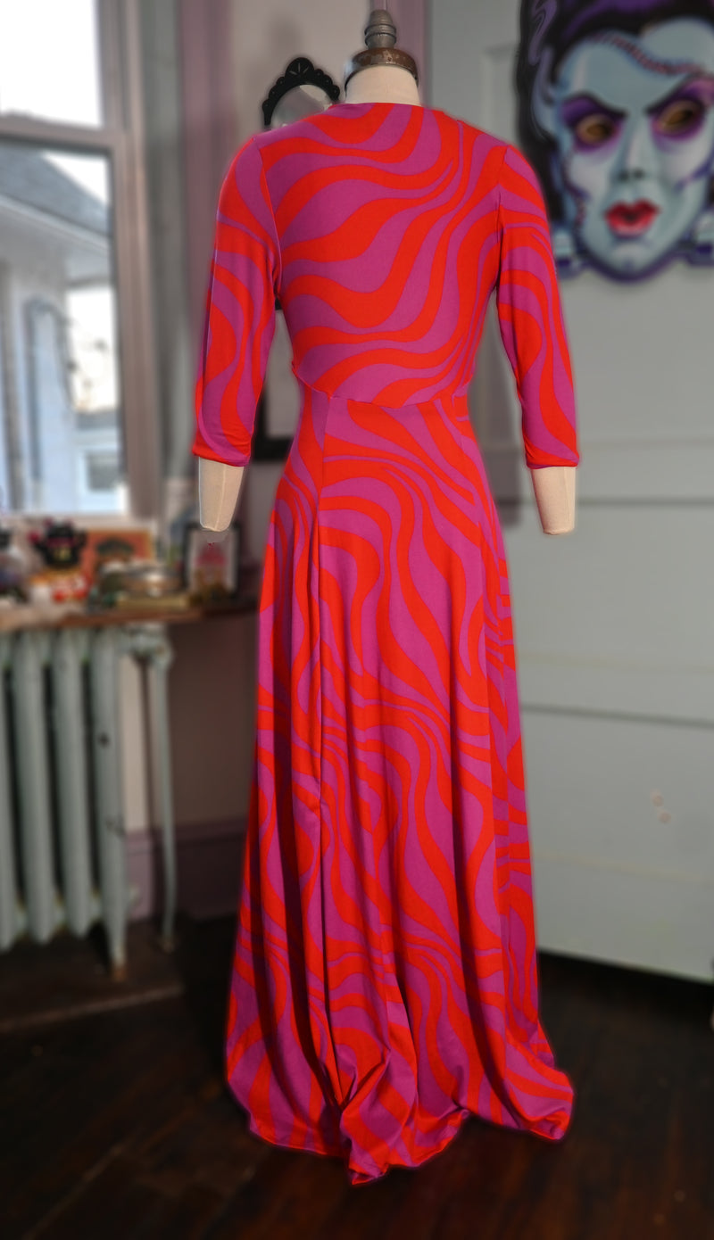 Raquel 3/4 Sleeve Paint Swirl  Maxi dress