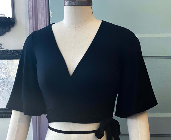 Aurora Wrap top in Solid Black knit