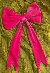 Priscilla Bow in Hot Pink Velvet