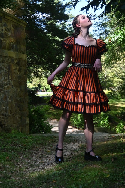 WAX POETIC Adelaide Dress in Jack O Lantern Stripes