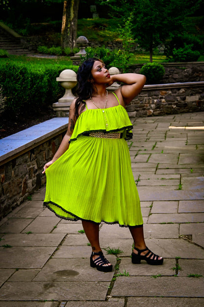 Olivia dress in Uranium Green